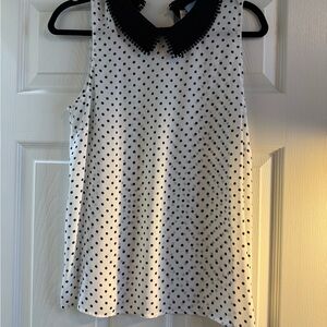 CeCe Black and White Polka Dot Blouse Size M